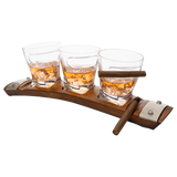Glass & Coaster & with 3 Whiskey Glasses Slot to Hold