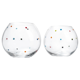Polka Dot Set of 2 Stemless Bubble Wine Glasses 18 oz