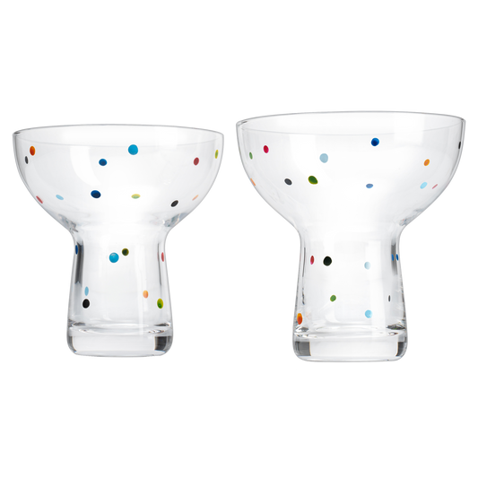 Hand Blown Margarita Glass – (Polka Dot Vintage Design)