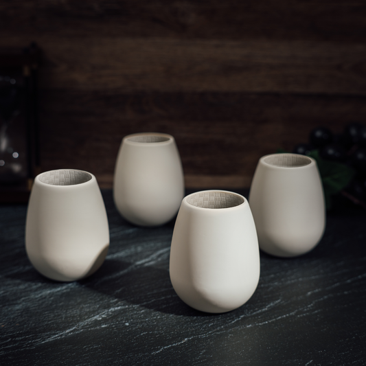Unbreakable Silicone Stemless Wine Glassware | Set of 4 (White)