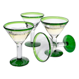 Mexican Hand Blown Martini & Margarita Glasses - Set of 4-10oz
