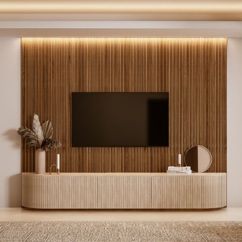 Flexible MDF Wall Panel - Textured Surface for Noise Reduction, Premium Finish, 0.22" Depth, 7.83" Width, 106.3'' Height, Easy Installation