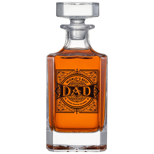 Gift for Dad Whiskey Decanter Gift Set | 730mL Decanter 2 Whiskey Glass