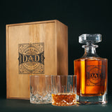 Gift for Dad Whiskey Decanter Gift Set | 730mL Decanter 2 Whiskey Glass