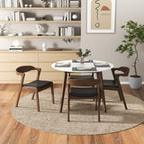 Dakota  Solid Wood Black Leather Dining Chair (Set Of 2)