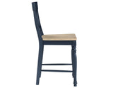 Darcy 5-Piece 64-82"Counter Set with 18-inch leaf, Midnight Blue and Natural Finish