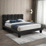 Deco Boucle Fabric Bed with Deep Channel Tufting - Contemporary Art Deco Design for Stylish Bedrooms