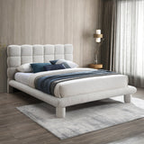 Deco Boucle Fabric Bed with Deep Channel Tufting - Contemporary Art Deco Design for Stylish Bedrooms