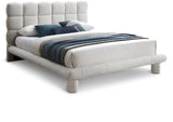 Deco Boucle Fabric Bed with Deep Channel Tufting - Contemporary Art Deco Design for Stylish Bedrooms