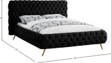 Delano Luxurious Velvet Bed with Deep Button Tufting, Elegant Gold Metal Legs, and Modern Design