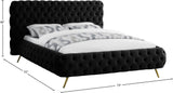 Delano Luxurious Velvet Bed with Deep Button Tufting, Elegant Gold Metal Legs, and Modern Design