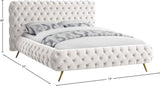Delano Luxurious Velvet Bed with Deep Button Tufting, Elegant Gold Metal Legs, and Modern Design