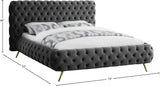 Delano Luxurious Velvet Bed with Deep Button Tufting, Elegant Gold Metal Legs, and Modern Design