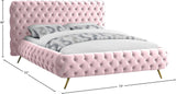 Delano Luxurious Velvet Bed with Deep Button Tufting, Elegant Gold Metal Legs, and Modern Design