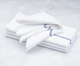 White Cloth Napkins - Diamond Embroidered Napkins