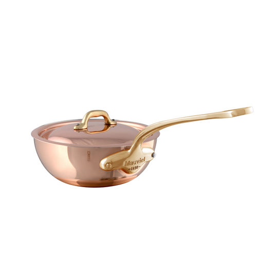 Mauviel M'Heritage M'150 B Copper Chef Pan With Lid and Brass Handle