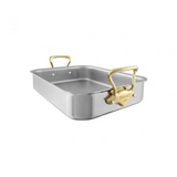 Mauviel Stainless Steel Roasting Pan With Brass Handles, 13.7 x 9.8-In