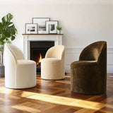 Doris Rolling Upholstered Dining Chair With Castors (Set of 2)