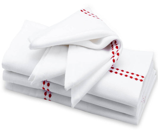 Red Embroidered Pearls Napkins