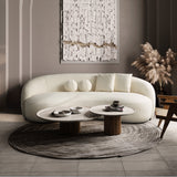 Drake Japandi Style Curvy Ivory Boucle Sofa