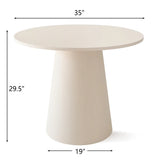 Dwen 35" Modern White Round Pedestal Console Table