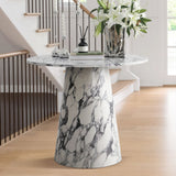 Dwen 35" Modern Faux Marble Round Pedestal Console Table