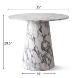 Dwen 35" Modern Faux Marble Round Pedestal Console Table