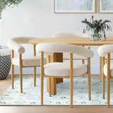 Dwen & Melbourne 79" Oval & Boucle Dining Table Set for 6 (7-Piece)