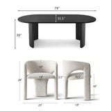 Dwen & Khloe 79" Oval Dining Table Set for 6 (7-Piece)