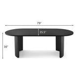 Dwen 79" Modern Large Oval Dining Table