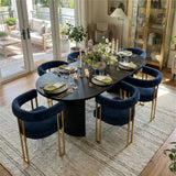 Mia Modern Gold Chenille Dining Chair with Arms (Set of 6)