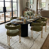 Mia Modern Gold Chenille Dining Chair with Arms (Set of 6)