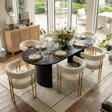 Mia Modern Gold Chenille Dining Chair with Arms (Set of 2)