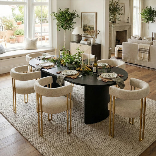 Mia Modern Gold Chenille Dining Chair with Arms (Set of 6)