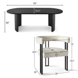 Dwen & Mia 79" Oval Dining Table Set for 6 (7-Piece)