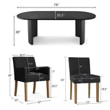 Dwen & North 79" Oval Dining Table Set for 6 (7-Piece)