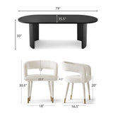 Dwen & Anna 79" Oval Dining Table Set for 6 (7-Piece)