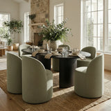 Doris Rolling Upholstered Dining Chair With Castors (Set of 2)