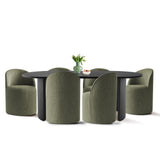 Dwen & Doris 79" Black Oval Dining Table Set for 6 (7-Piece)