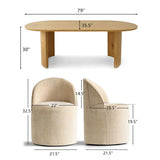 Dwen & Doris 79" Natural Oval Dining Table Set for 6 (7-Piece)
