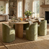 Doris Rolling Upholstered Dining Chair With Castors (Set of 2)