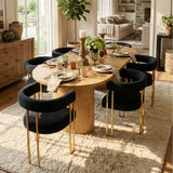 Mia Modern Gold Chenille Dining Chair with Arms (Set of 2)
