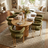 Mia Modern Gold Chenille Dining Chair with Arms (Set of 4)