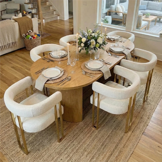Mia Modern Gold Chenille Dining Chair with Arms (Set of 4)
