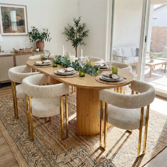 Mia Modern Gold Chenille Dining Chair with Arms (Set of 2)