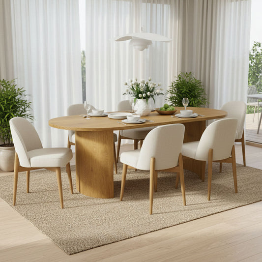 Havana Linen Upholstered Dining Chair with Solid Wood Legs (Set of 2)