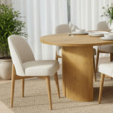Havana Linen Upholstered Dining Chair with Solid Wood Legs (Set of 8)