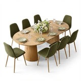 Dwen & Oslo 47"-65"-83" Oval Extendable Dining Table Set for 8 (9-Piece, 3-in-1 Design)