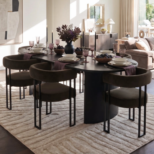 Mia Velvet Dining Chair with Arms (Set of 6)