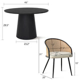 Dwen & Jules 46" Round Rattan Dining Table Set for 4 (5-Piece)